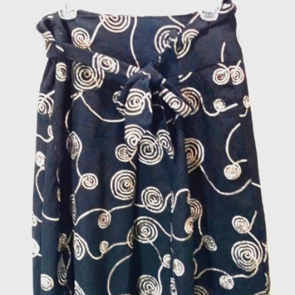 Simply French Sz 8, Textured Swirl midi Skirt, W/ Belt Tie